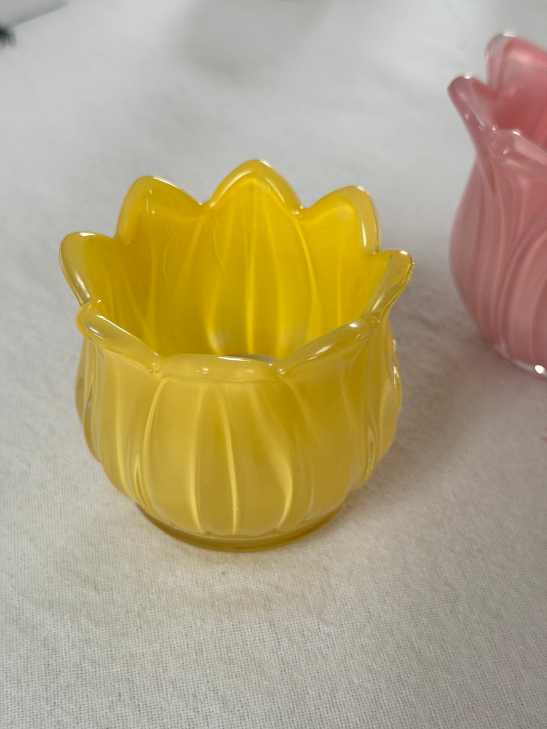 Fyrfadsstage i Glas  FAMA (Ø7 x7cm) Gul