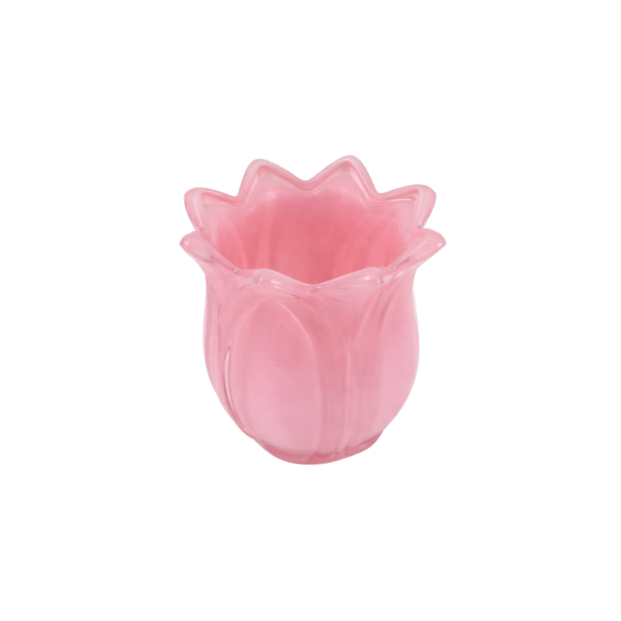 Fyrfadsstage i Glas  EDEL (Ø8 x7,5cm) Lyserød