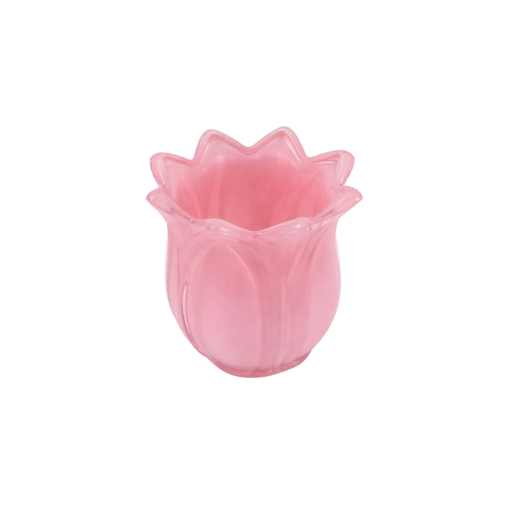 Fyrfadsstage i Glas  EDEL (Ø8 x7,5cm) Lyserød