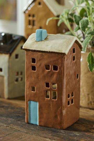 Ib Laursen - Keramik Hus til Fyrfadslys Brighton (7,5 x 13,2 x 11,3 cm)