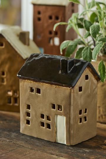Ib Laursen - Keramik Hus til Fyrfadslys Brighton (7,5 x 13,2 x 11,3 cm)