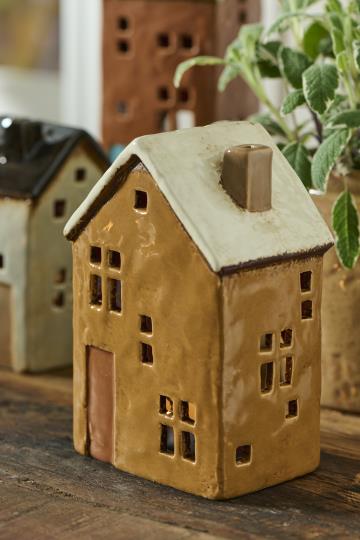 Ib Laursen - Keramik Hus til Fyrfadslys Brighton (7,5 x 13,2 x 11,3 cm)