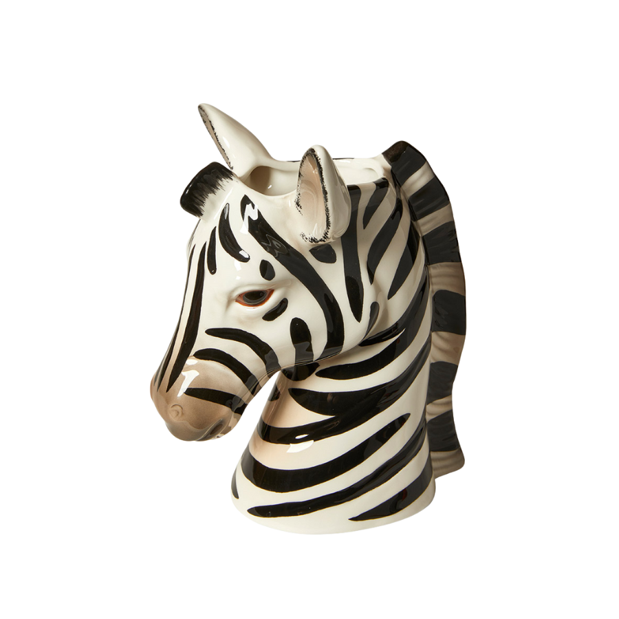 Vase Zebra Stentøj Sort/Hvid (19,6x16x23,6cm)