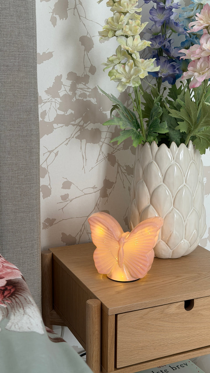 Lampe Sommerfugl m. LED Rosa