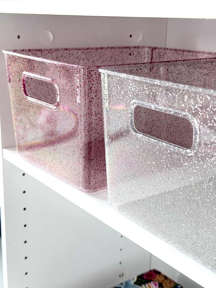 Opbevaringskasse Glitter 29x20,5x15,7cm Pink
