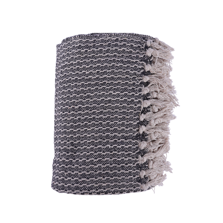 Plaid Cort Bomuld Mørkegrå/Hvid (130x160cm)