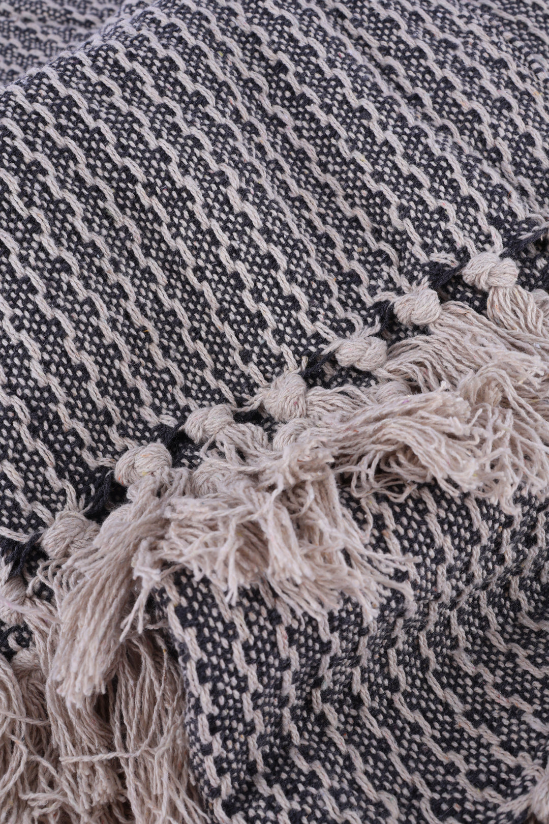 Plaid Cort Bomuld Mørkegrå/Hvid (130x160cm)