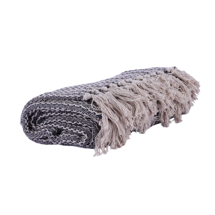 Plaid Cort Bomuld Mørkegrå/Hvid (130x160cm)