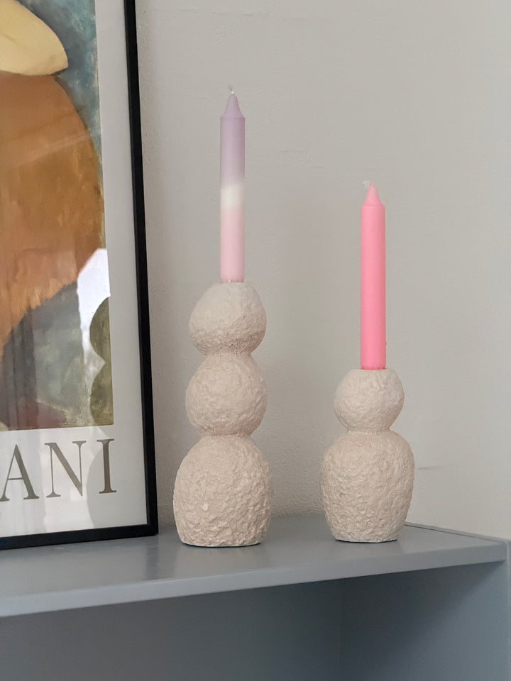 Lysestage Cement Natur Sæt/2 stk. (H26/16xB10x10,5cm)