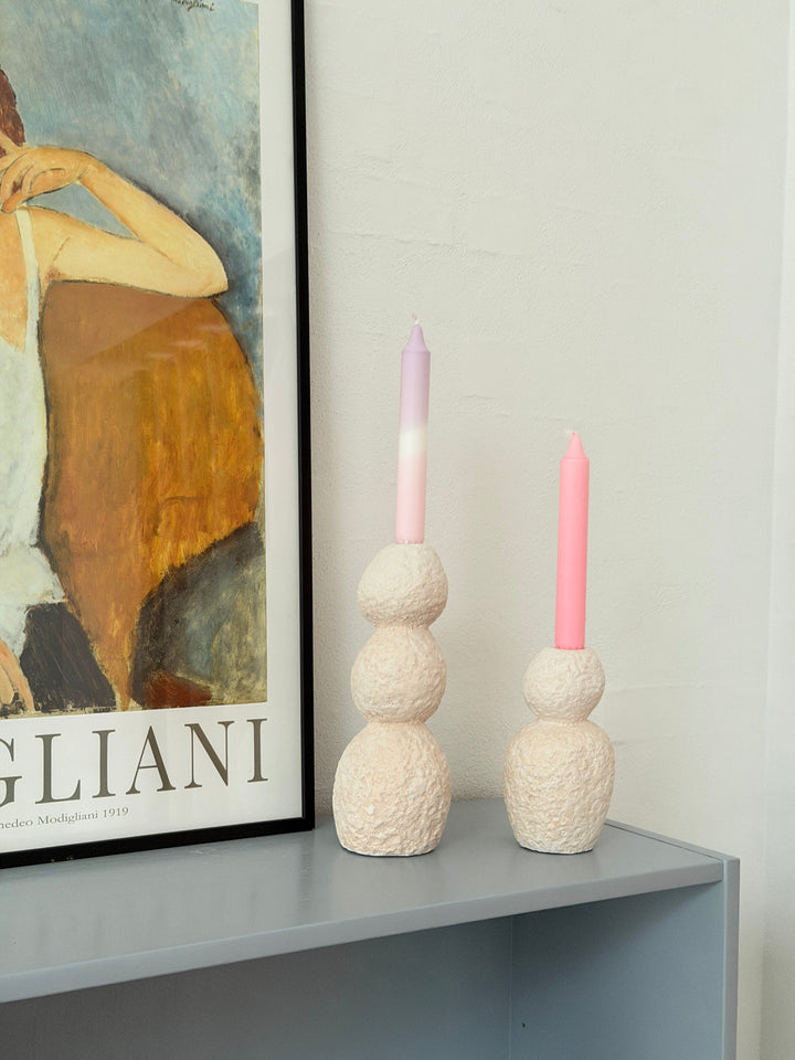 Lysestage Cement Natur Sæt/2 stk. (H26/16xB10x10,5cm)