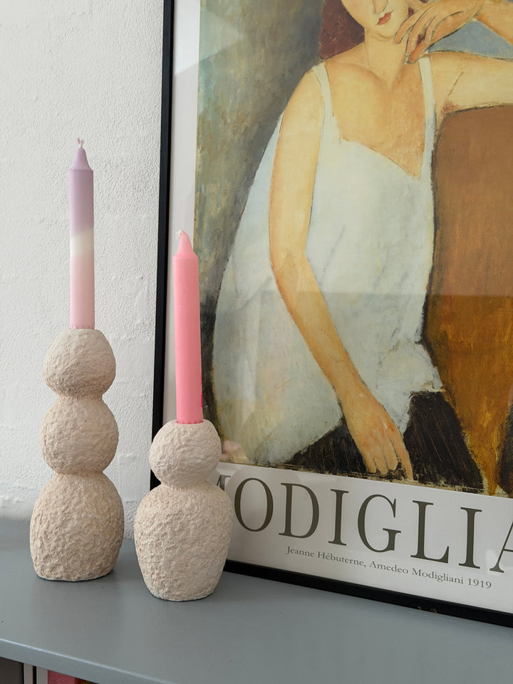 Lysestage Cement Natur Sæt/2 stk. (H26/16xB10x10,5cm)