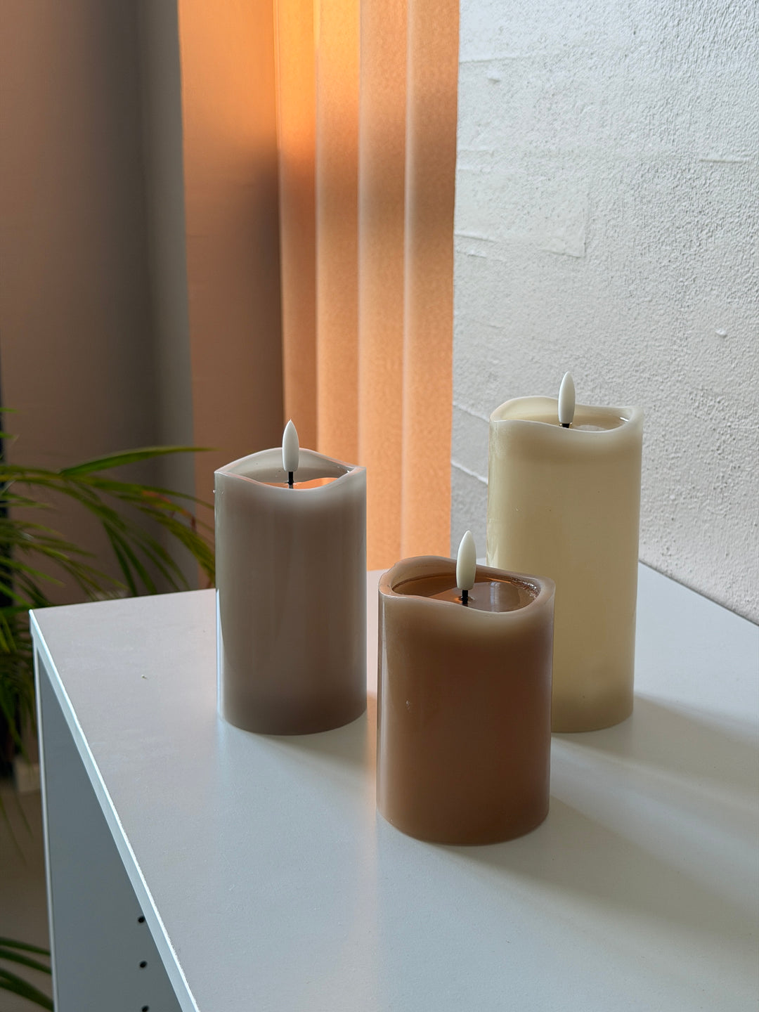 Bloklys LED sæt/3stk m Fjerbetjening DAY