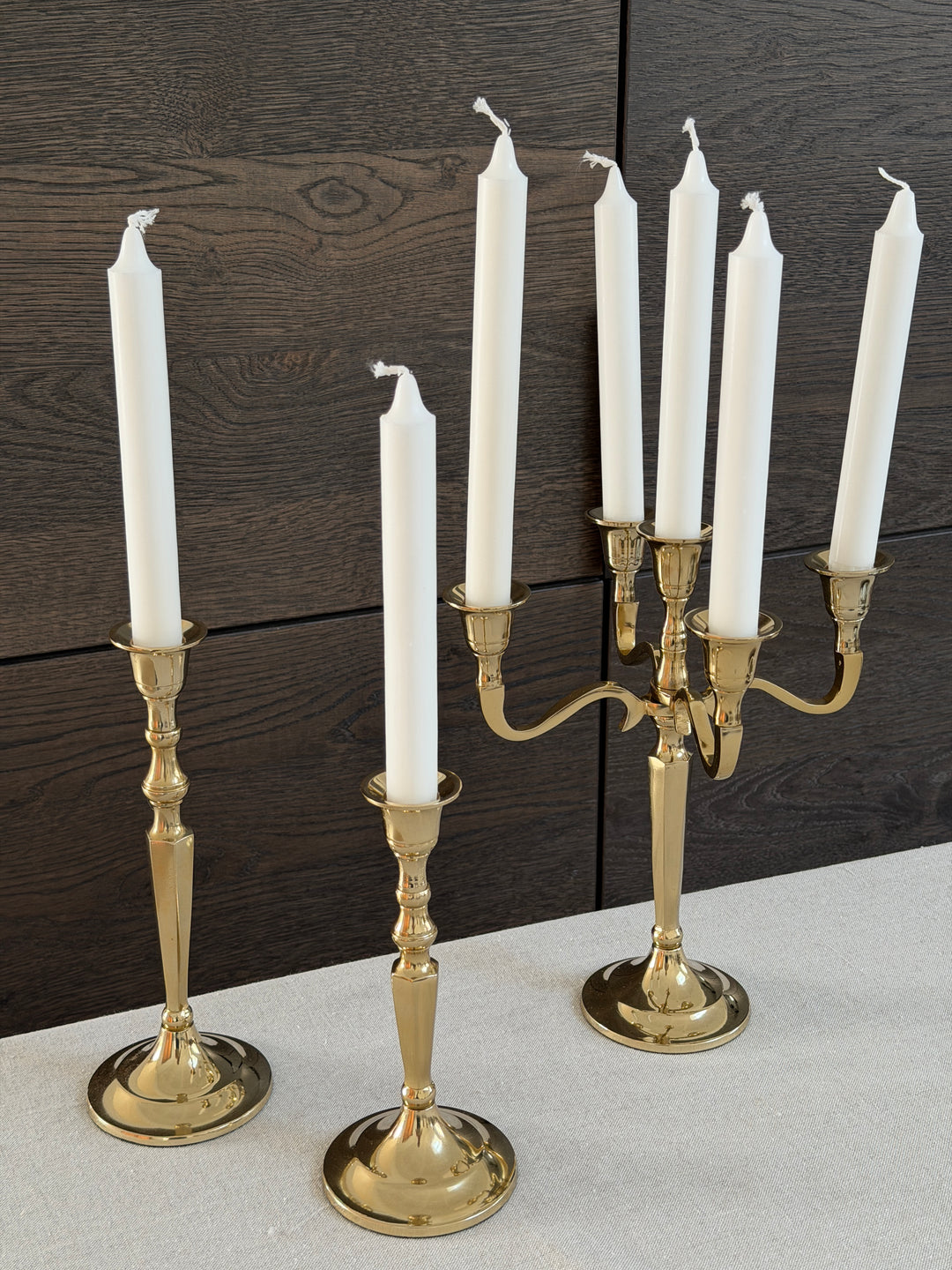 Lysestage Kantet Guld H25cm