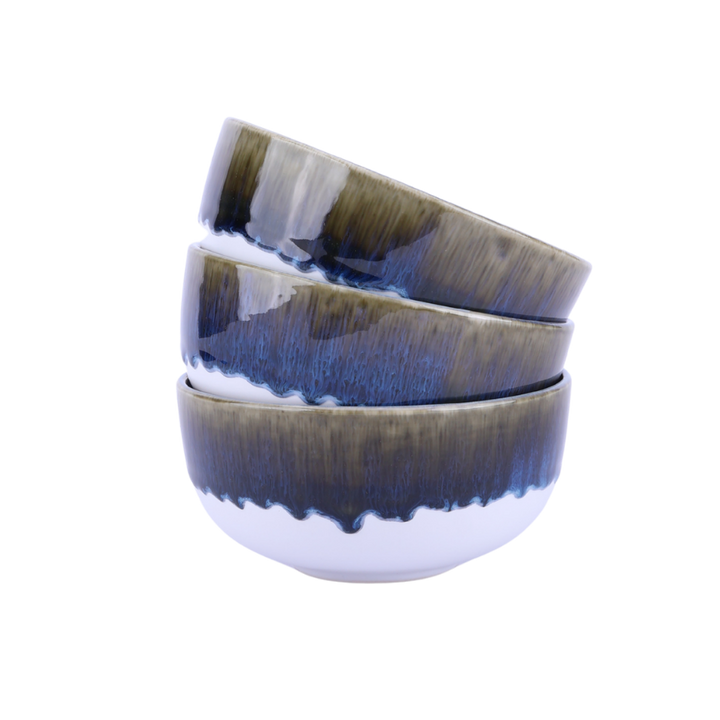 6 stk. Asta Skåle i Blå m. Løbeglasur