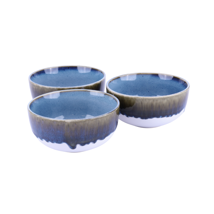 6 stk. Asta Skåle i Blå m. Løbeglasur