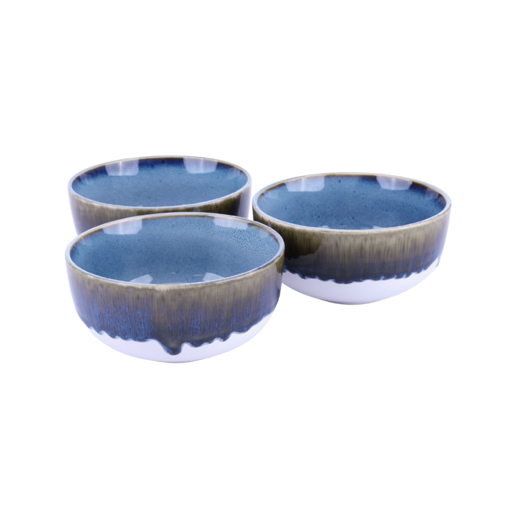 6 stk. Asta Skåle i Blå m. Løbeglasur