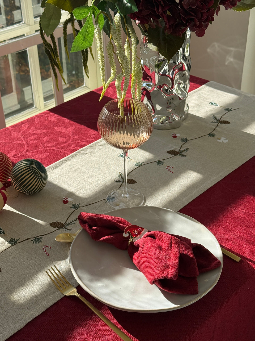 Stofserviet i Jacquard METTE (40x40cm) Kirsebær Rød