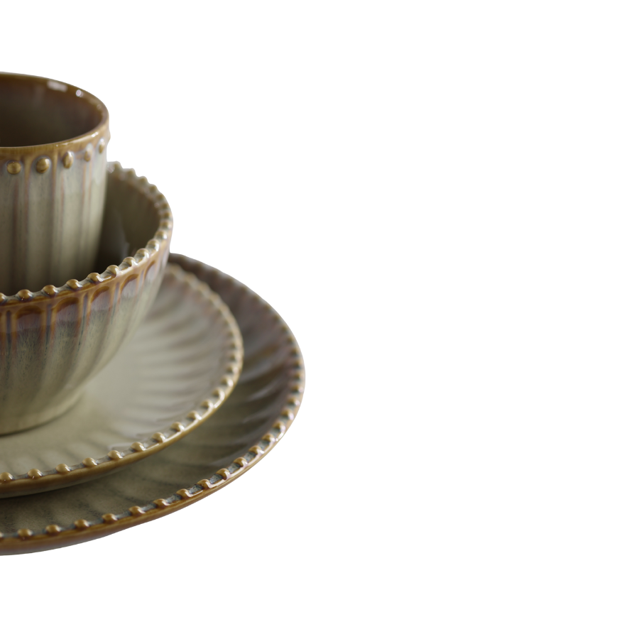 6 stk. Keramik Frokosttallerkener FALLON (Ø22x2,2 cm) Reaktiv Beige