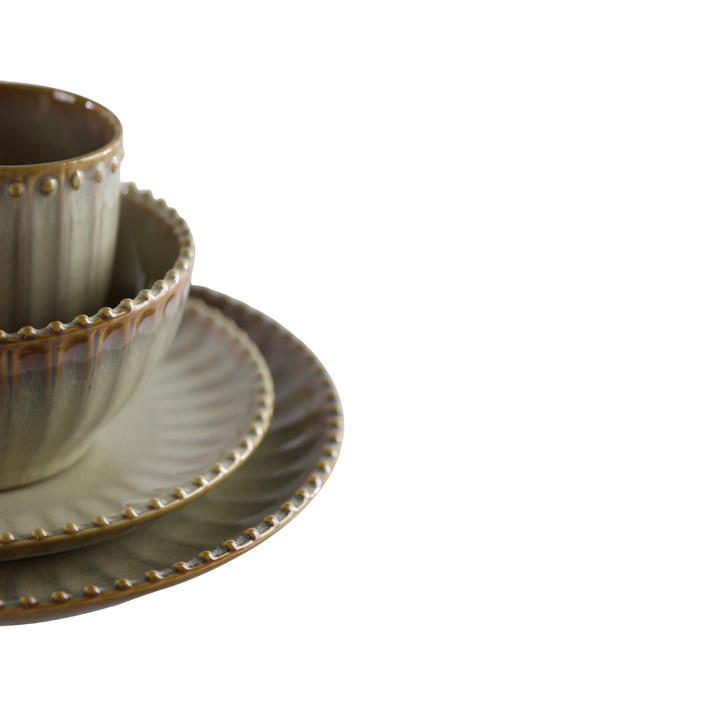 6 stk. Keramik Frokosttallerkener FALLON (Ø22x2,2 cm) Reaktiv Beige