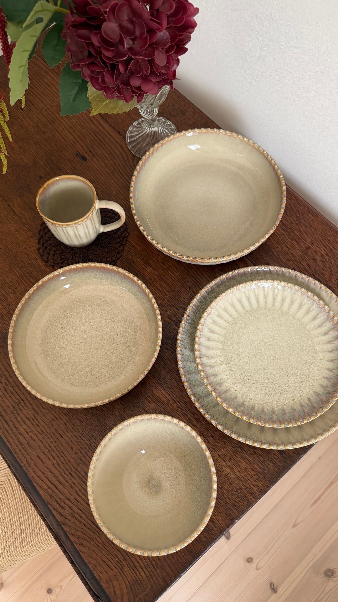 Serverringsskål FALLON (Ø25x6 cm) Reaktiv Beige