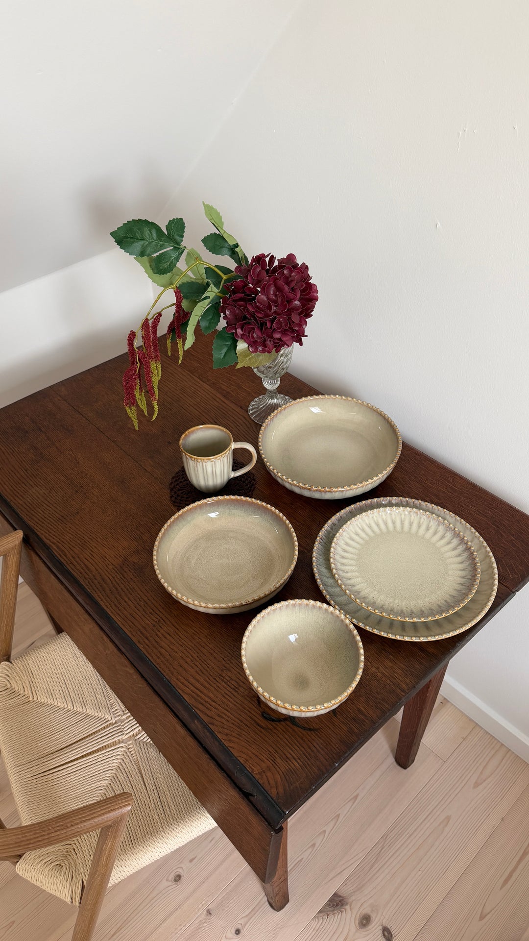 Serverringsskål FALLON (Ø25x6 cm) Reaktiv Beige