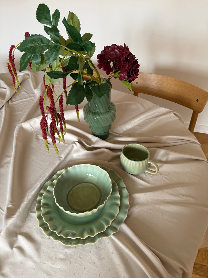 6 stk. Keramik Frokosttallerkener BENTO i Grøn (Ø22x2,2 cm)