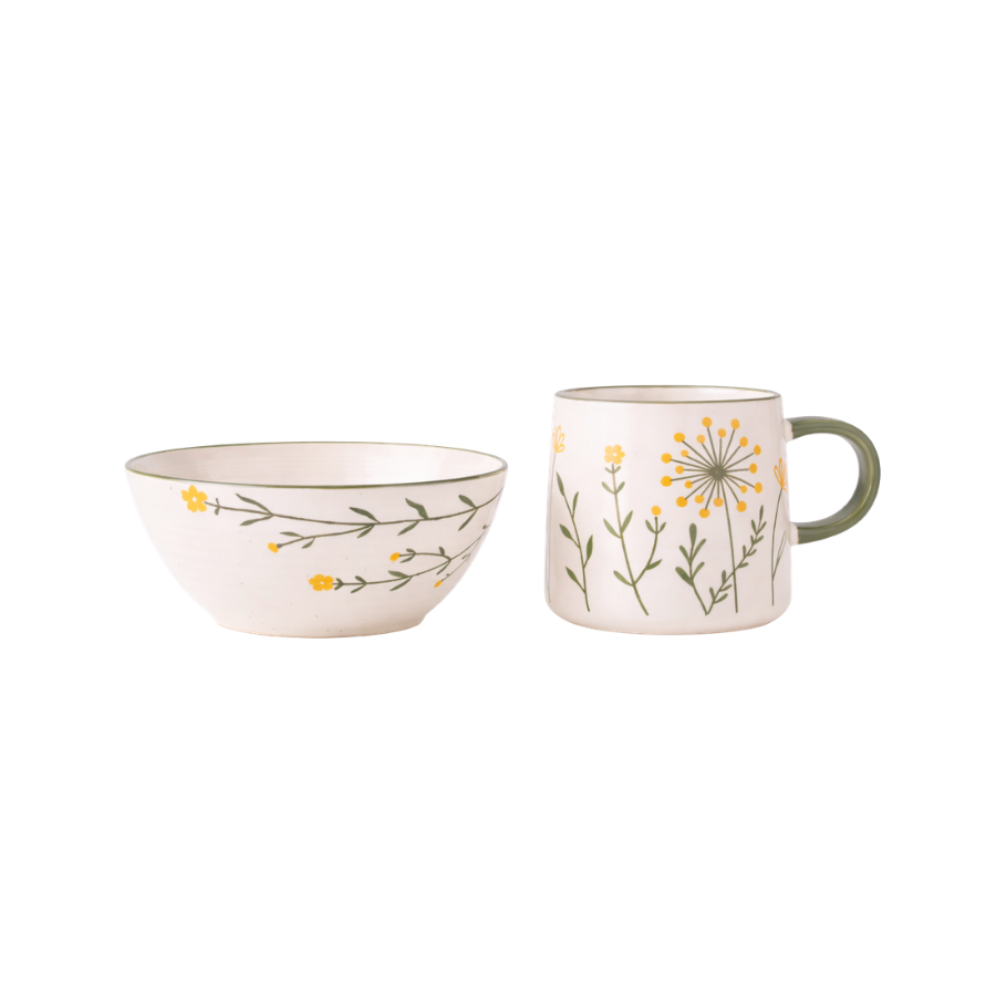 Skål m Markblomster GANI (Ø15 x 7 cm) Cream
