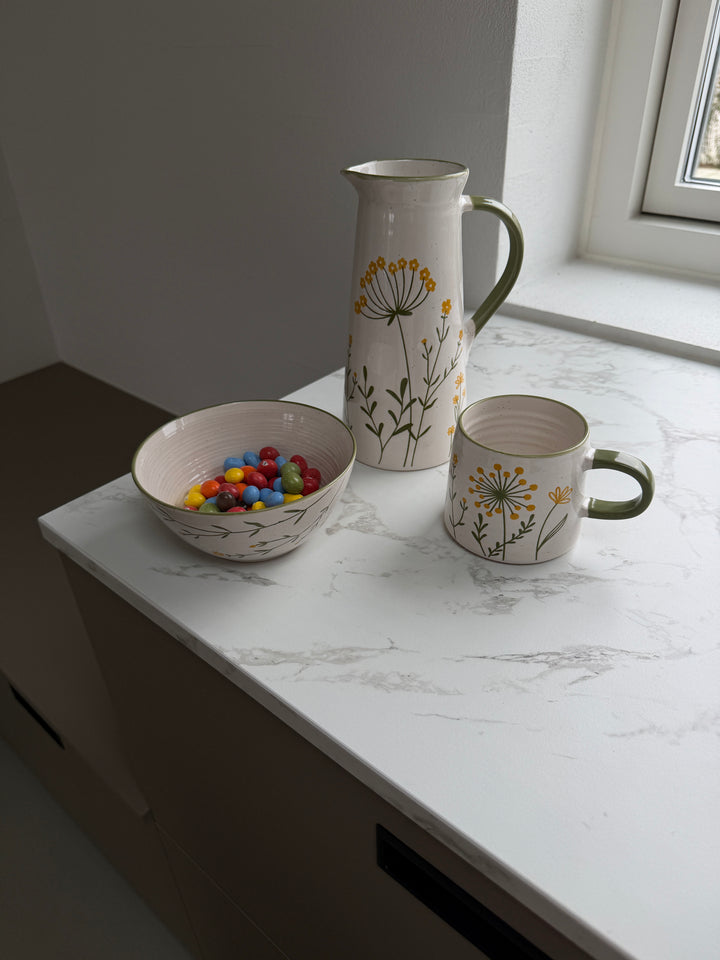 Vandkaraffel m Markblomster GANI (1,2L) Cream