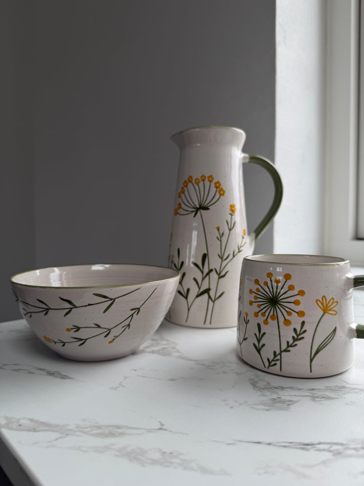 Skål m Markblomster GANI (Ø15 x 7 cm) Cream