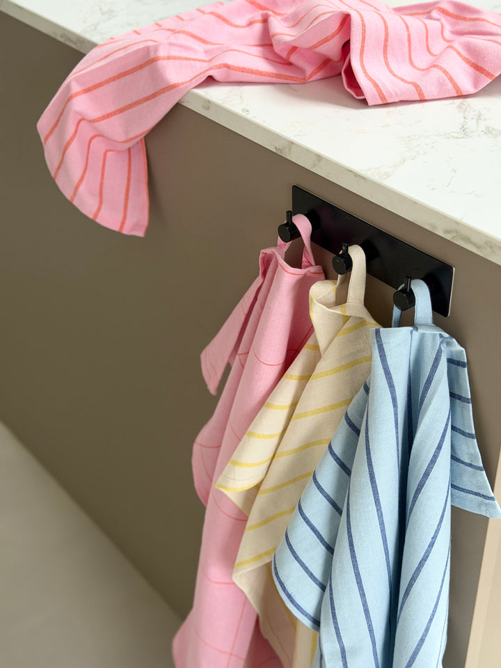 Viskestykke MEYSA (50x70cm). 2pk Lyserød m Orange striber