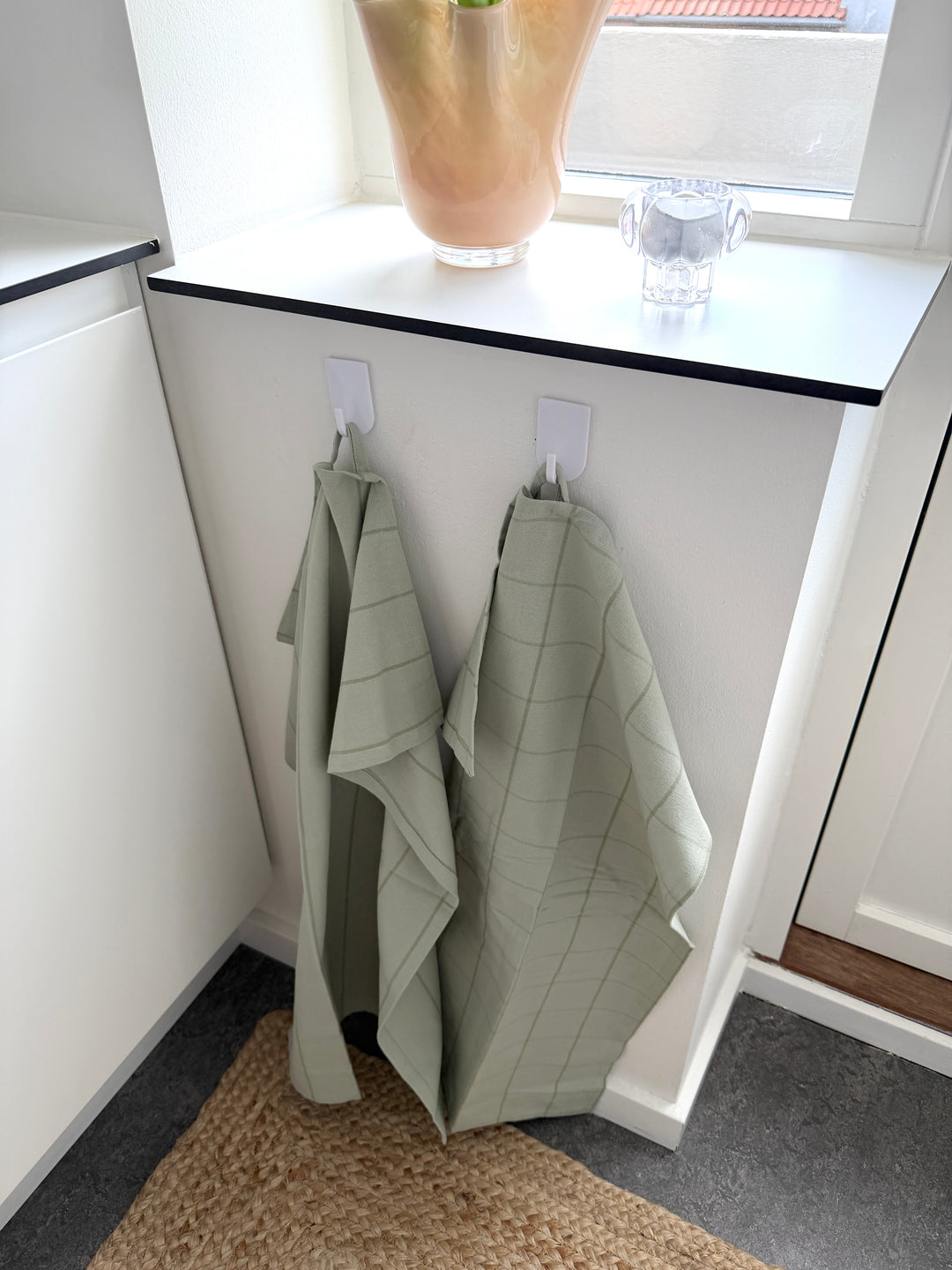 Viskestykke i Sage og Oliven farve MIAH (50x70cm). 2pk