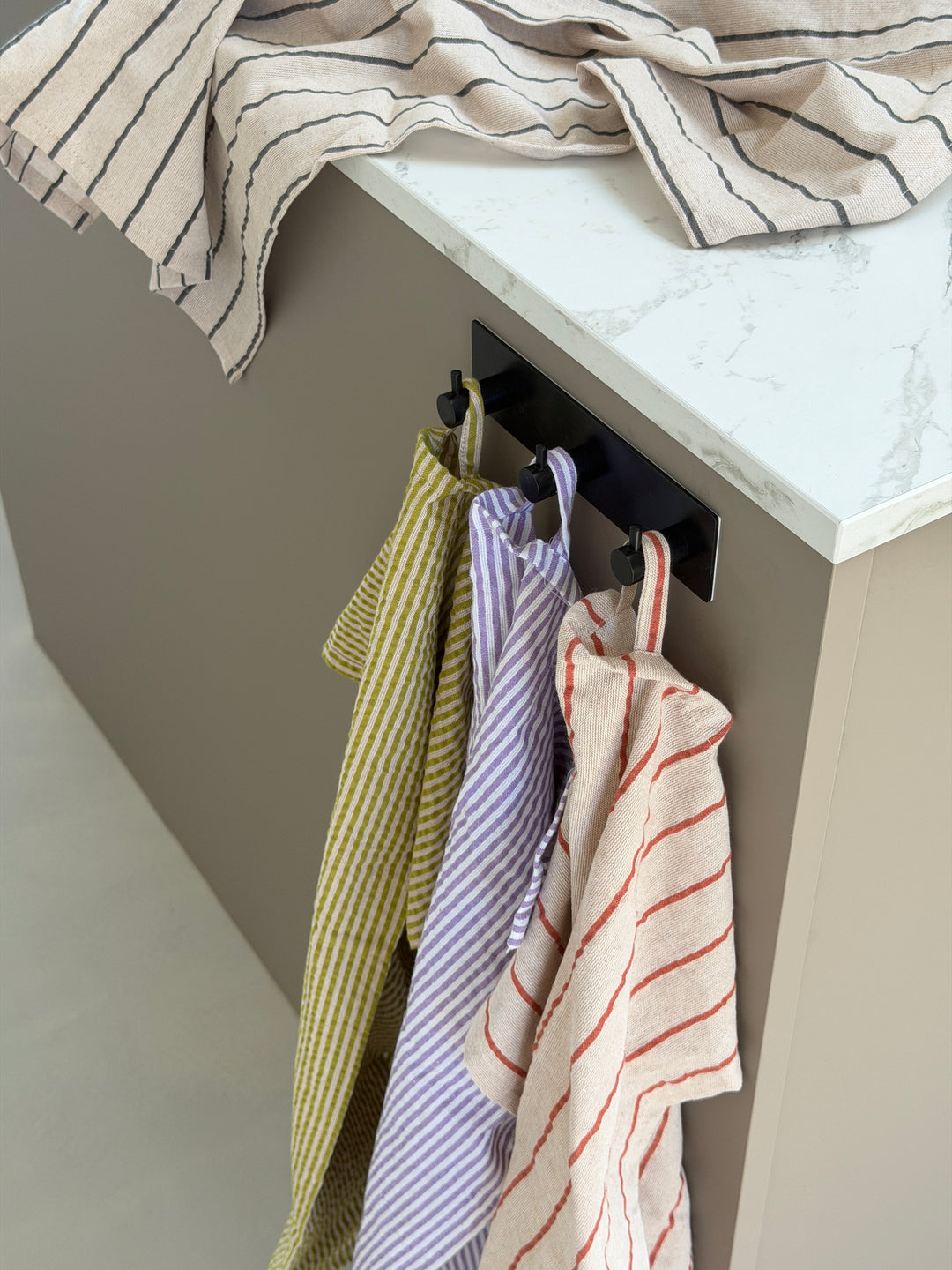 Viskestykke CORFITZ  Strib Beige/Grøn 2-pak (50x70cm)