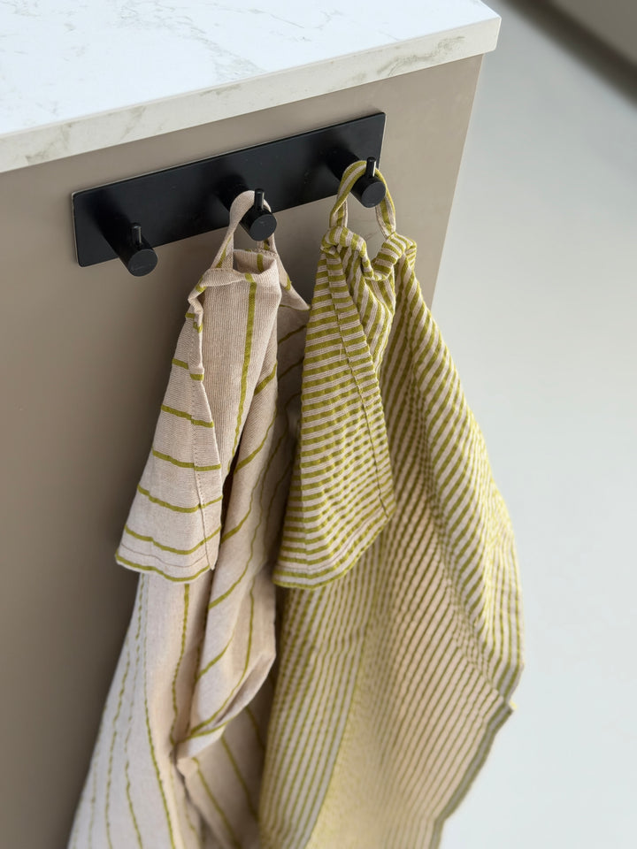 Viskestykke CORFITZ  Strib Beige/Grøn 2-pak (50x70cm)