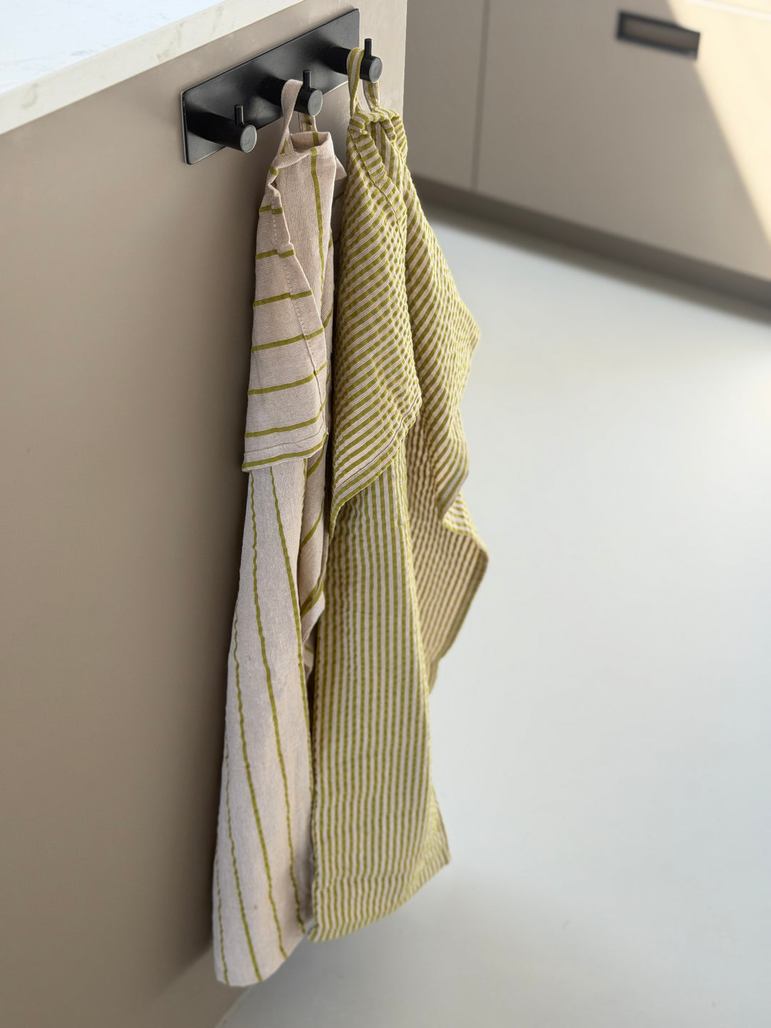 Viskestykke CORFITZ  Strib Beige/Grøn 2-pak (50x70cm)