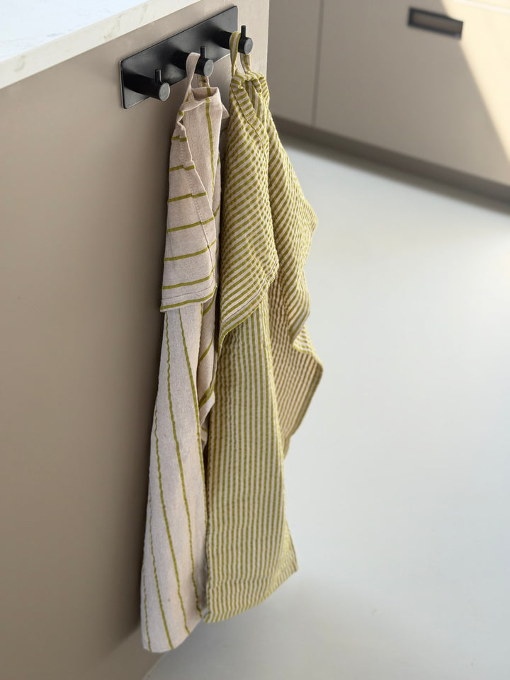 Viskestykke CORFITZ  Strib Beige/Grøn 2-pak (50x70cm)
