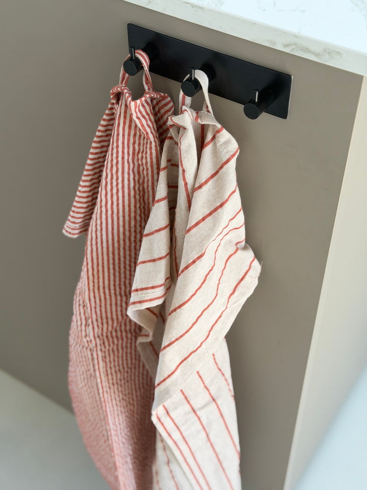 Viskestykke CORFITZ Strib Beige/Rust 2-pak (50x70cm)