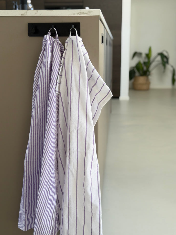 Viskestykke CORFITZ Strib Lilla/Hvid 2-pak (50x70cm)