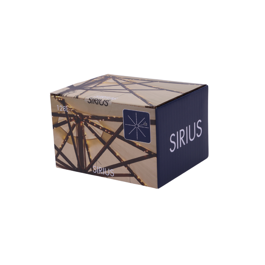 Parasollyskæde Knirke Solar Sirius m. 128 Lys  8x2m+2m Sølv