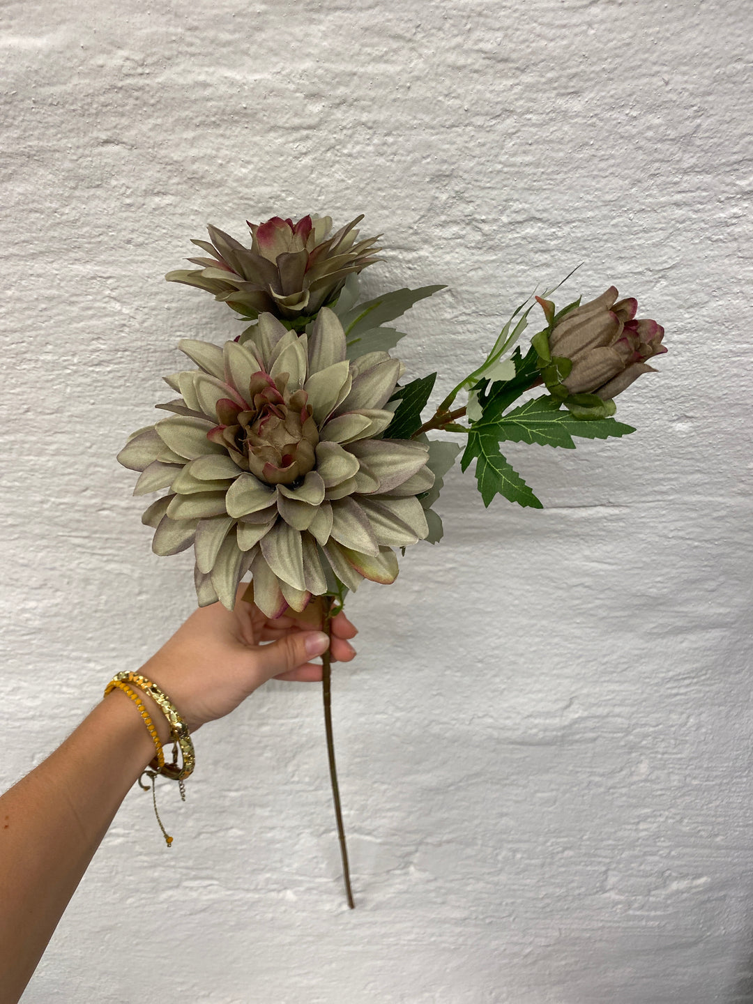 Evighedsbuket Dahlia i Lysegrøn (H64cm)