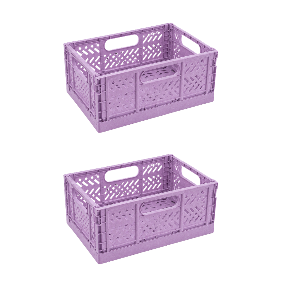 2 stk. Foldekasser Meleret Glimmer Medium i Lilla (29x21,3x12cm)