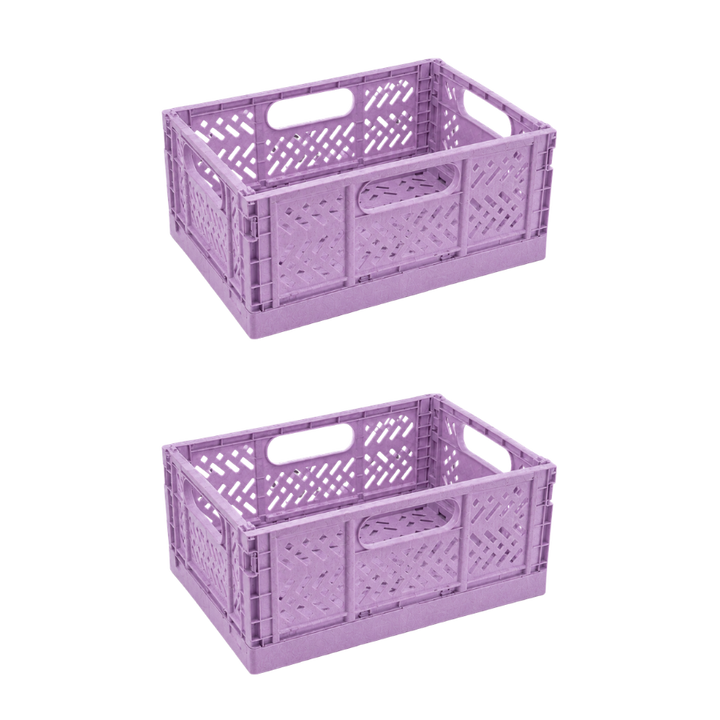 2 stk. Foldekasser Meleret Glimmer Medium i Lilla (29x21,3x12cm)