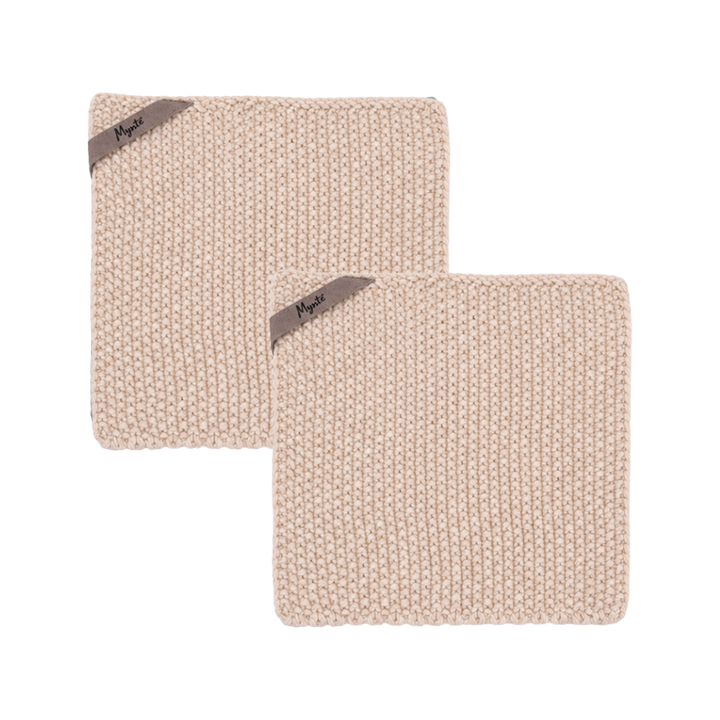 2 stk. Ib Laursen Grydelapper Mynte Strik i Latte (22x22cm)