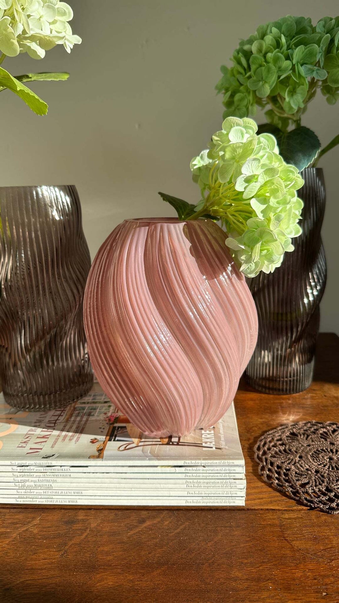 Glas Vase ANJO (H 27cm) Grå