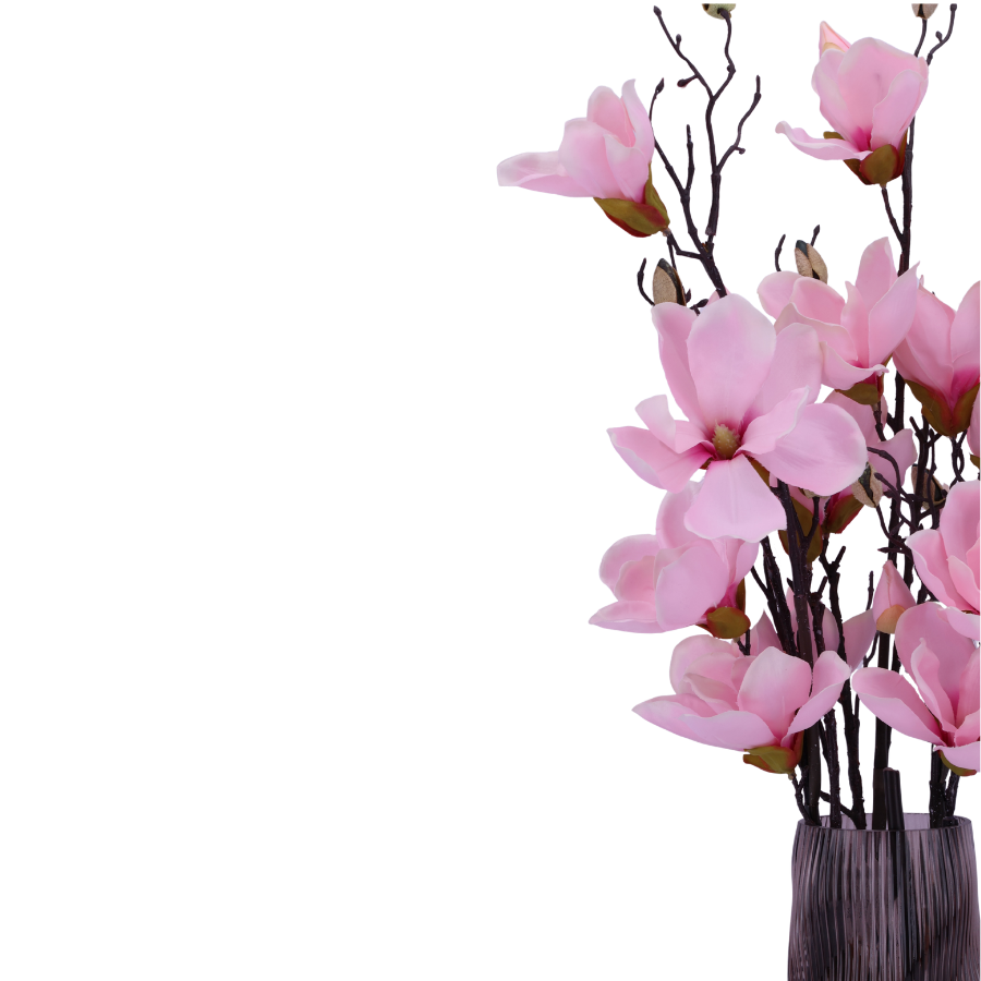 3 stk. Magnolia Blomster i Lyserød (H100cm)