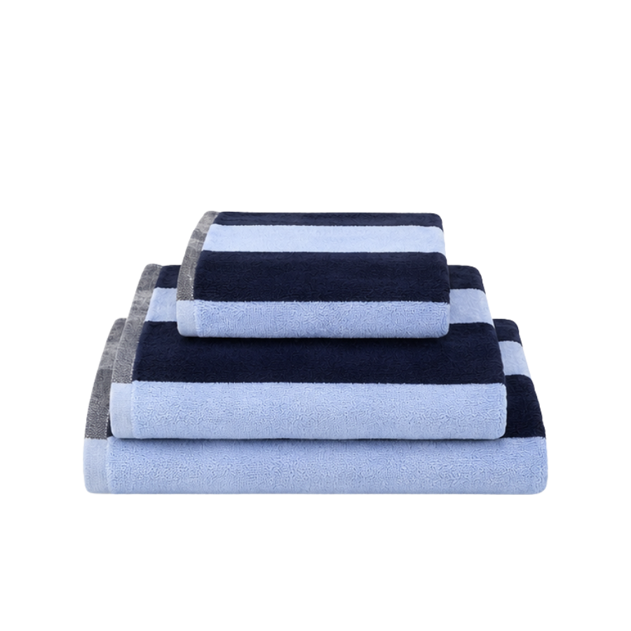 Håndklæde Strib Navy/Lyseblå (50x90cm)