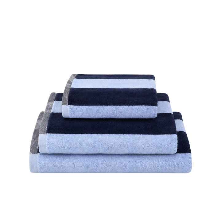 Håndklæde Strib Navy/Lyseblå (80x150cm)