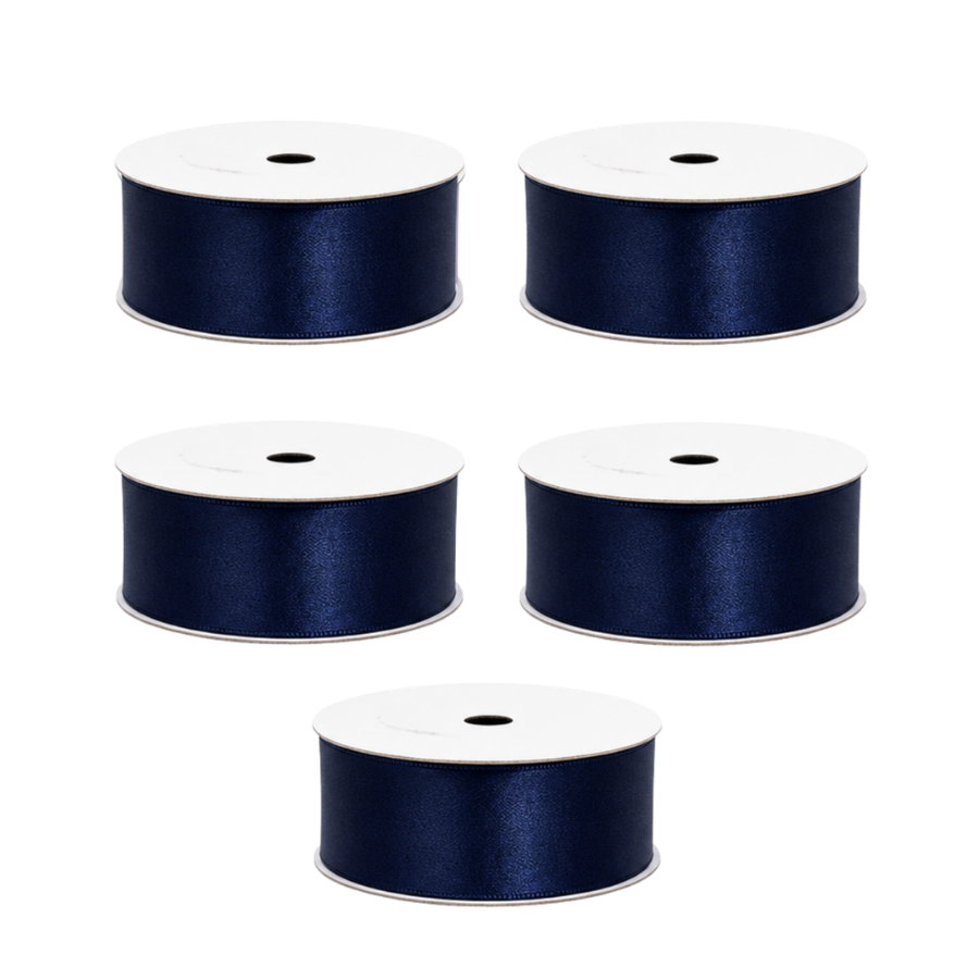 5 stk. Satinbånd i Navy (9m)