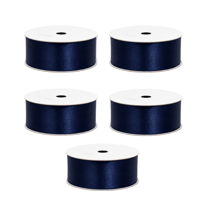5 stk. Satinbånd i Navy (9m)