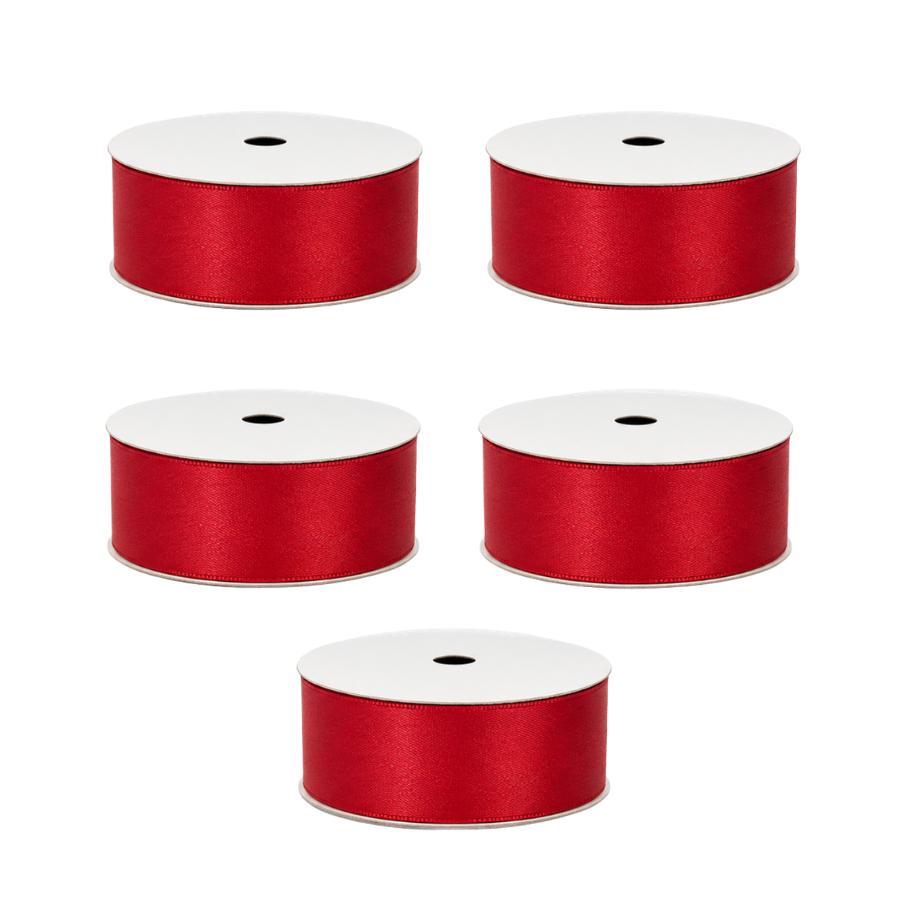 5 stk. Satinbånd i Red (9m)