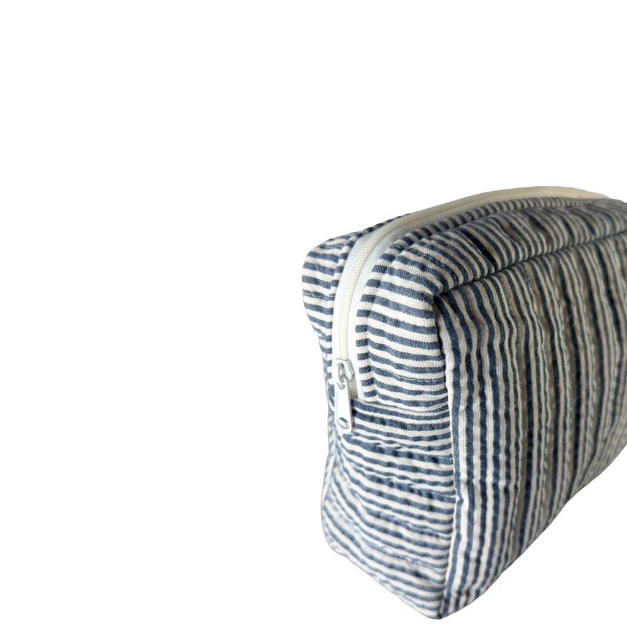 Toilettasker m Beige og Grå Stribe EASON  ( 27x10x20cm) Stor